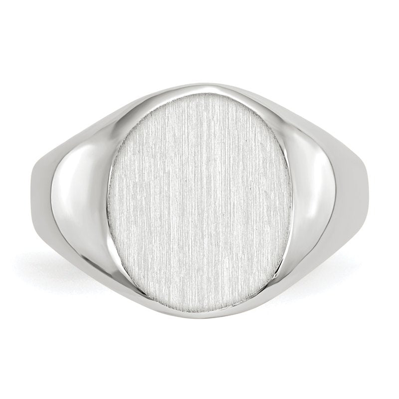 14k White Gold 10.0x11.5mm Closed Back Signet Ring
