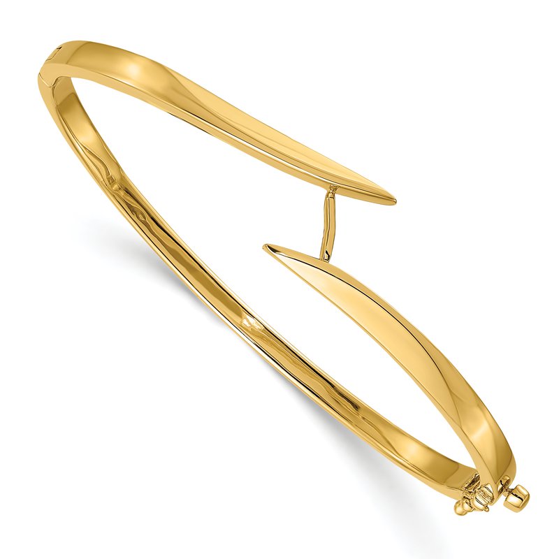 14k Two-tone Complete 1/2 carat AA Diamond Hinged Oval Bangle Bracelet