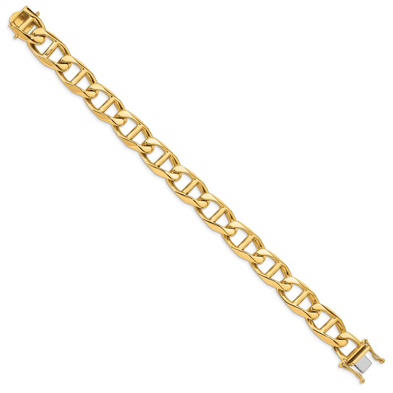 14K 20 inch 12.5mm Hand Polished Fancy Anchor Link with Box Catch Clasp Chain