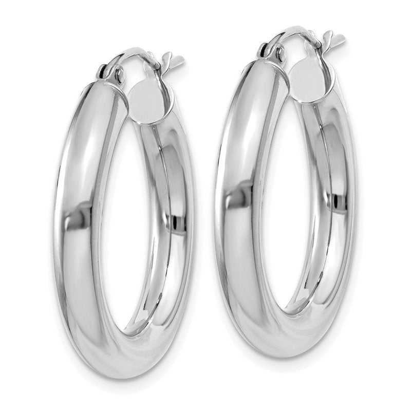 14K White Gold 4x25mm Polished Tube Hoop Earrings
