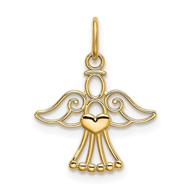 14k Polished Small Angel with Heart Pendant