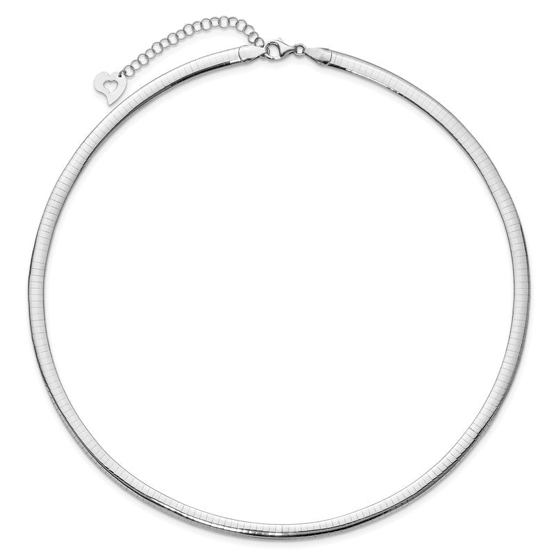 14k Two-tone 5mm Lightweight Reversible 16 inch Omega Necklace Plus 2 inch Heart Chain Extender
