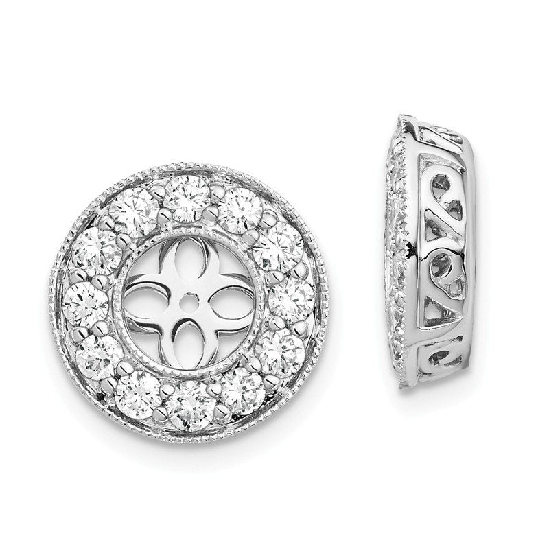 14K White Gold 1/2 carat Lab Grown Diamond VS+ F+ for 5.5-6mm Studs Complete Earring Jackets