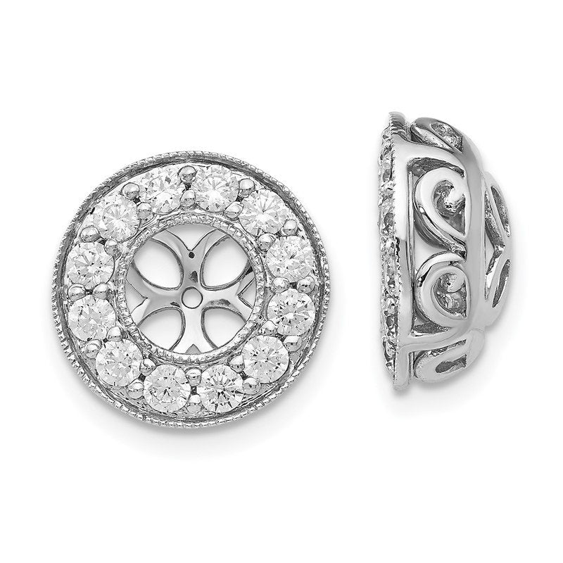 14K White Gold 1/2 carat Lab Grown Diamond VS+ F+ for 5.5-6mm Studs Complete Earring Jackets