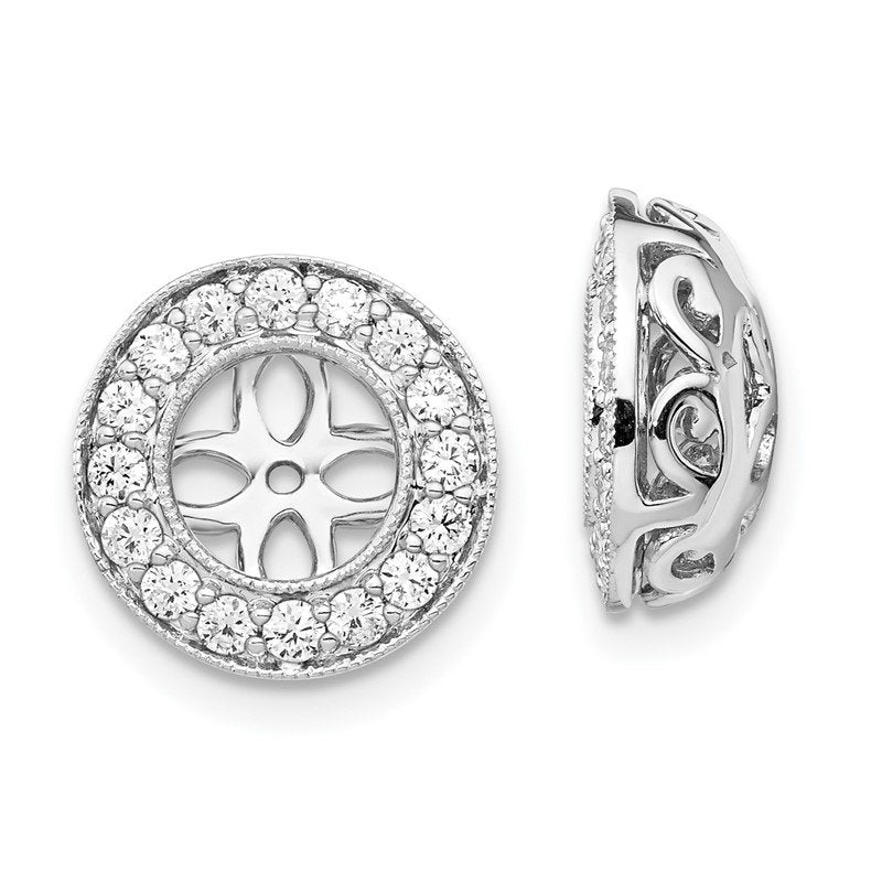 14K White Gold 1/2 carat Lab Grown Diamond VS+ F+ for 5.5-6mm Studs Complete Earring Jackets
