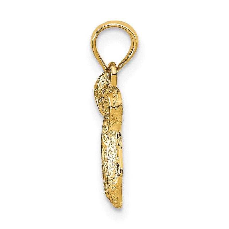 14K Textured Chai Pendant