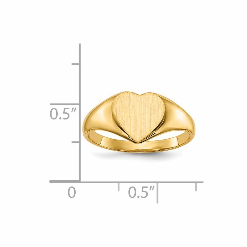 14k 9.0x9.0mm Closed Back Heart Signet Ring