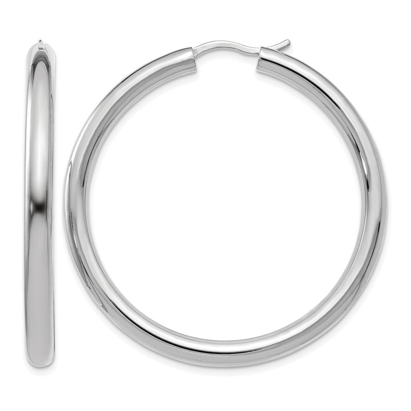 Sterling Silver Rhodium-plated 3.5mm Tube Earrings