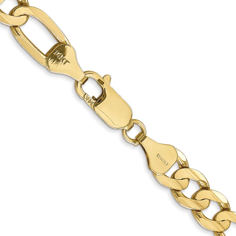 14K 26 inch 6.75mm Concave Open Figaro with Lobster Clasp Chain