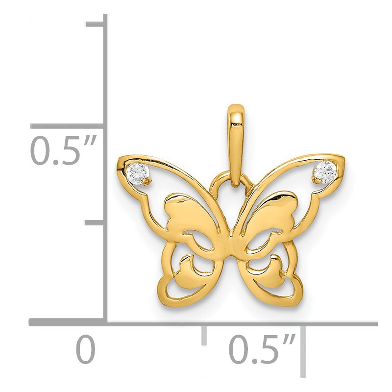 14k Polished CZ Butterfly Pendant