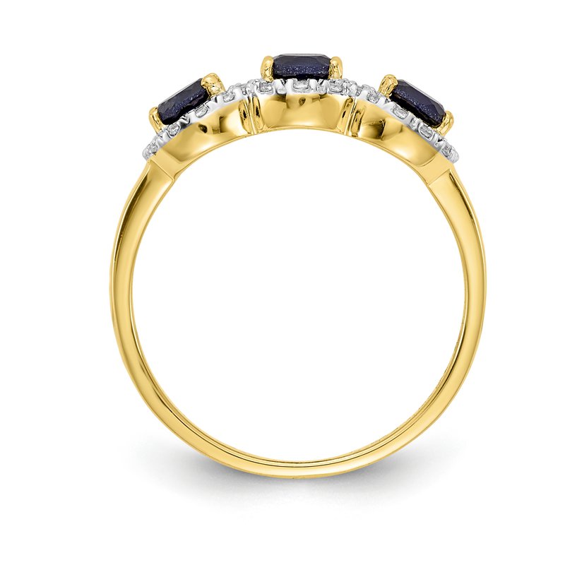 14k Composite Ruby and Diamond 3-Stone Ring
