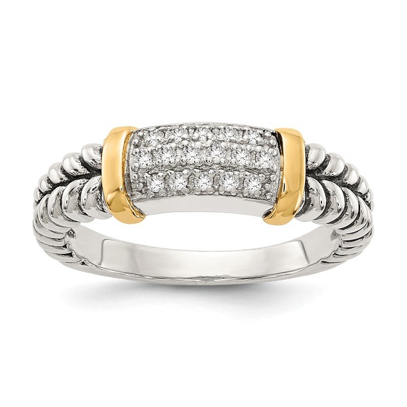 Sterling Silver with 14K Accent Antiqued Diamond Ring