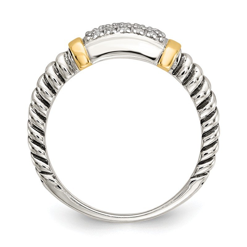 Sterling Silver with 14K Accent Antiqued Diamond Ring