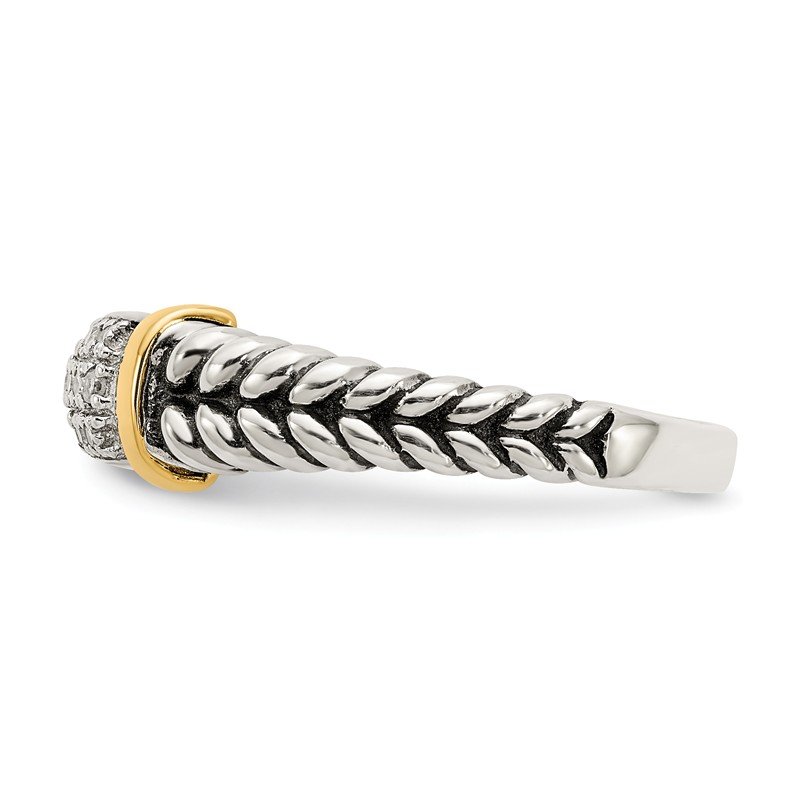 Sterling Silver with 14K Accent Antiqued Diamond Ring
