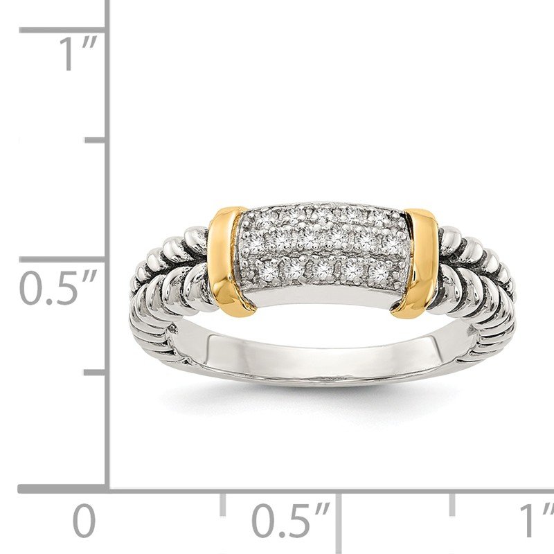 Sterling Silver with 14K Accent Antiqued Diamond Ring