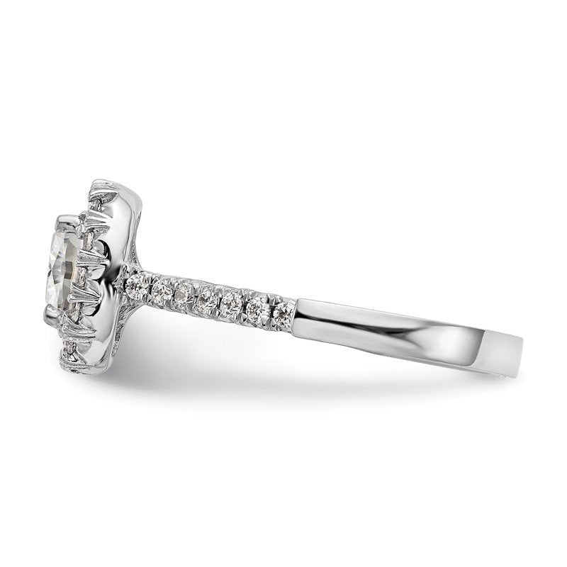 14K White Gold 3/8 carat Lab Grown Diamond VS+ F+ Semi-Mount Cushion Halo Engagement Ring