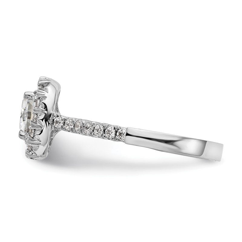 14K White Gold 3/8 carat Lab Grown Diamond VS+ F+ Semi-Mount Cushion Halo Engagement Ring