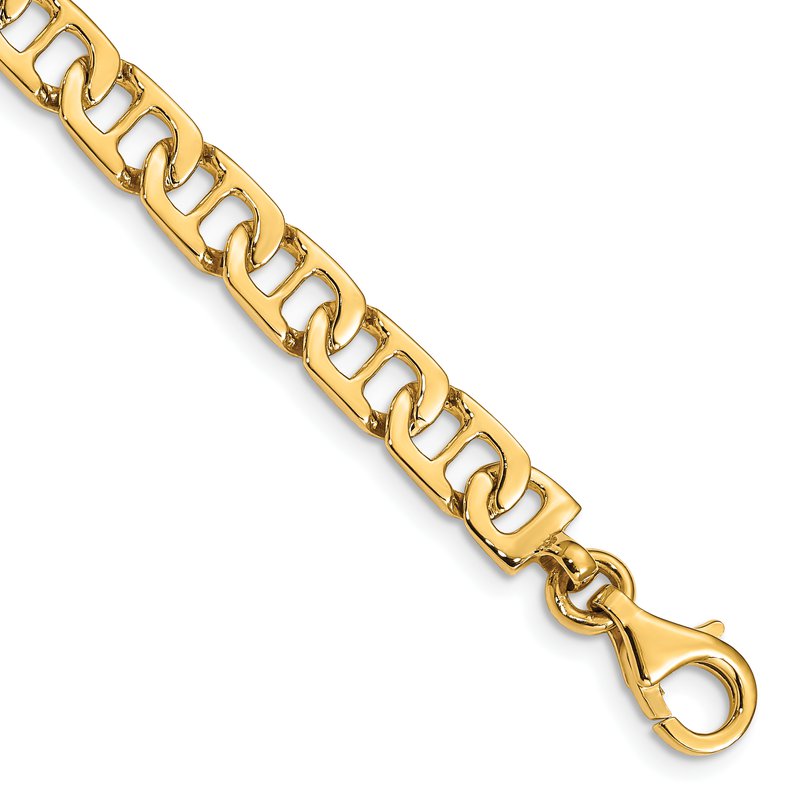 14K 18 inch 6.5mm Hand Polished Fancy Anchor Link with Fancy Lobster Clasp Chain