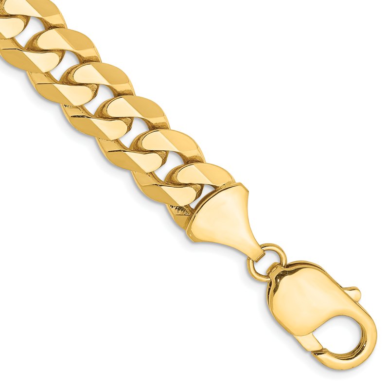 14K 26 inch 9.5mm Flat Beveled Curb with Lobster Clasp Chain
