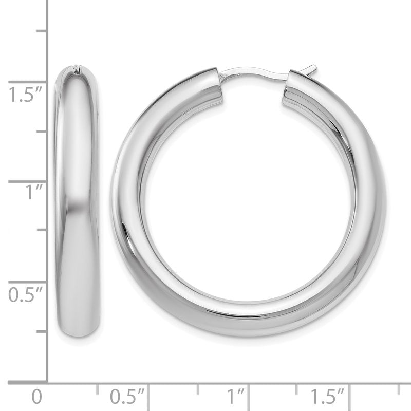 Sterling Silver Rhodium-plated 5mm Tube Earrings