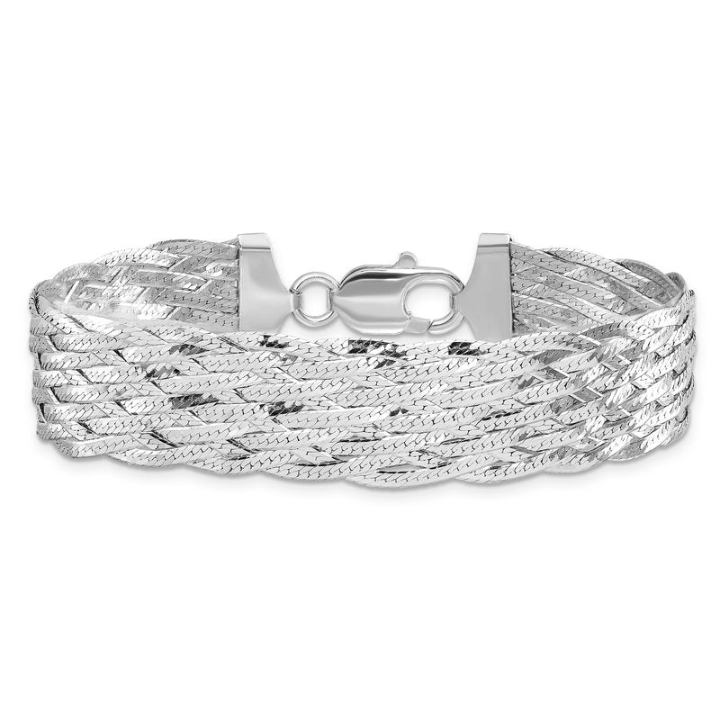 Sterling Silver RH-plated Polished Braided Bracelet