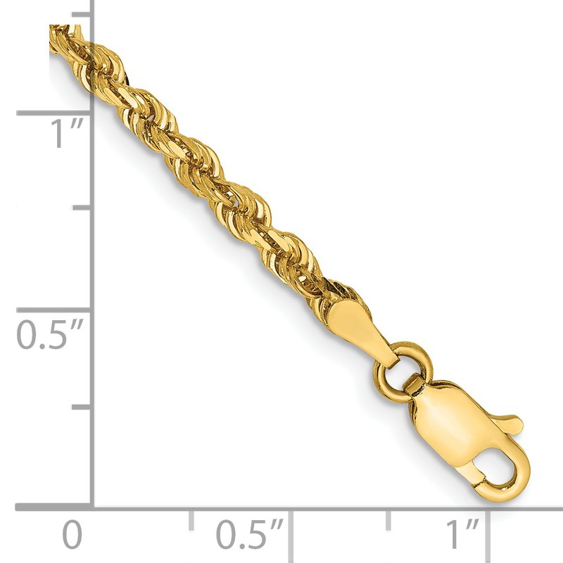 14K 26 Inch 3mm Diamond-cut Quadruple Rope Lobster Clasp Chain