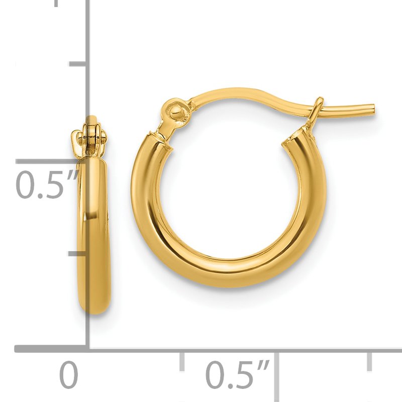 14K 2x12mm Polished Hoop Earrings