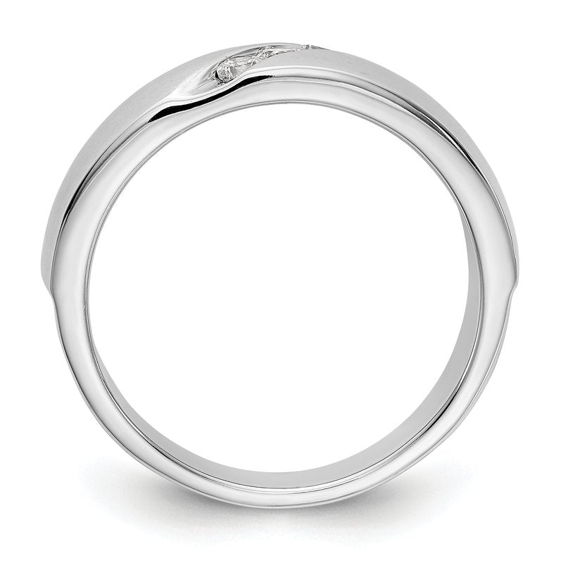 14K White Gold Men's 1/5 carat Lab Grown Diamond VS+ F+ Complete Band