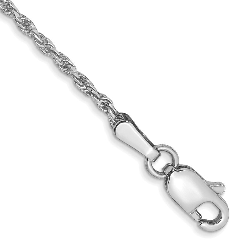 14K White Gold 14 inch 1.3mm Diamond-cut Machine Made Rope with Lobster Clasp Chain Chain