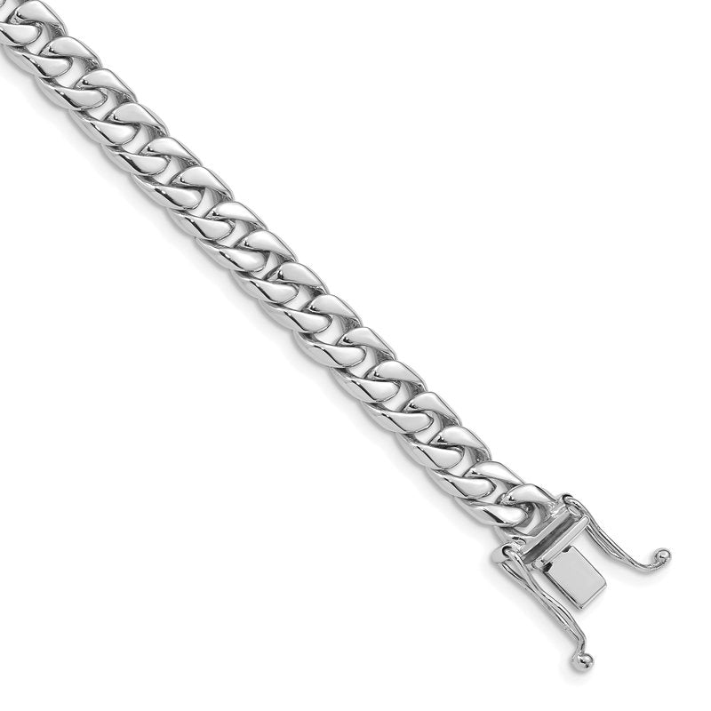 14K White Gold 20 inch 6.8mm Hand Polished Flat Beveled Curb Link with Box Catch Clasp Chain