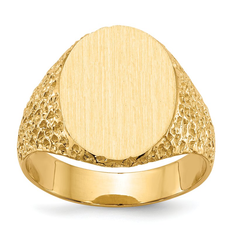 14k 13.0x17.0mm Closed Back Mens Signet Ring