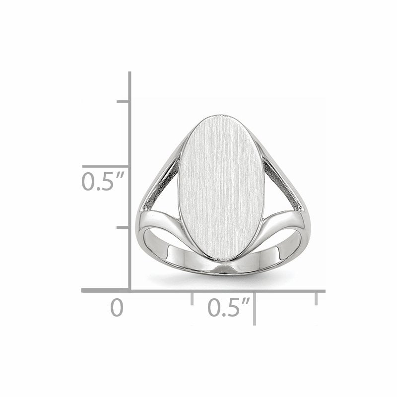 14k White Gold 9.0x17.0mm Closed Back Signet Ring