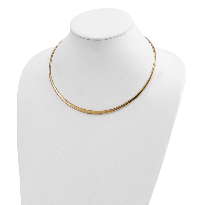 14k with White Rhodium 3.00-6.00mm Graduated Reversible 16 inch Omega Necklace
