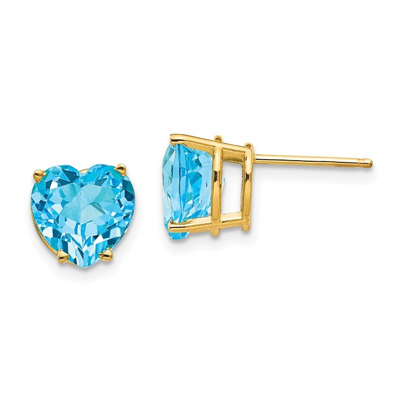 14k 8mm Heart Blue Topaz Post Earrings