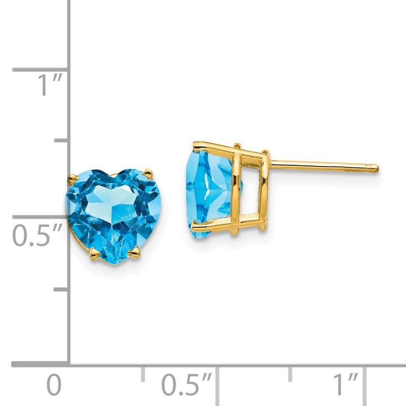 14k 8mm Heart Blue Topaz Post Earrings