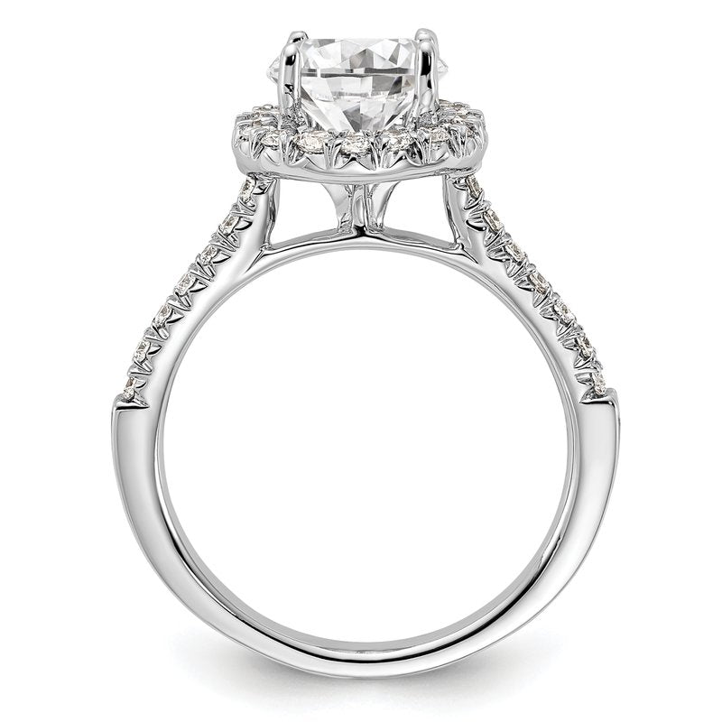14K White Gold 1/4 carat Lab Grown Diamond VS+ F+ Semi-Mount Round Halo Engagement Ring