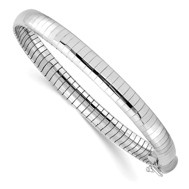 14k White Gold Polished 6mm Standard Weight 16 inch Domed Omega Necklace