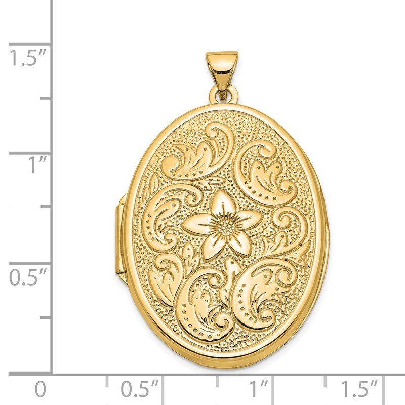 14k Reversible Floral Swirl Design32mm Oval Locket