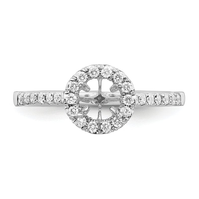 14K White Gold 1/4 carat Lab Grown Diamond VS+ F+ Semi-Mount Round Halo Engagement Ring
