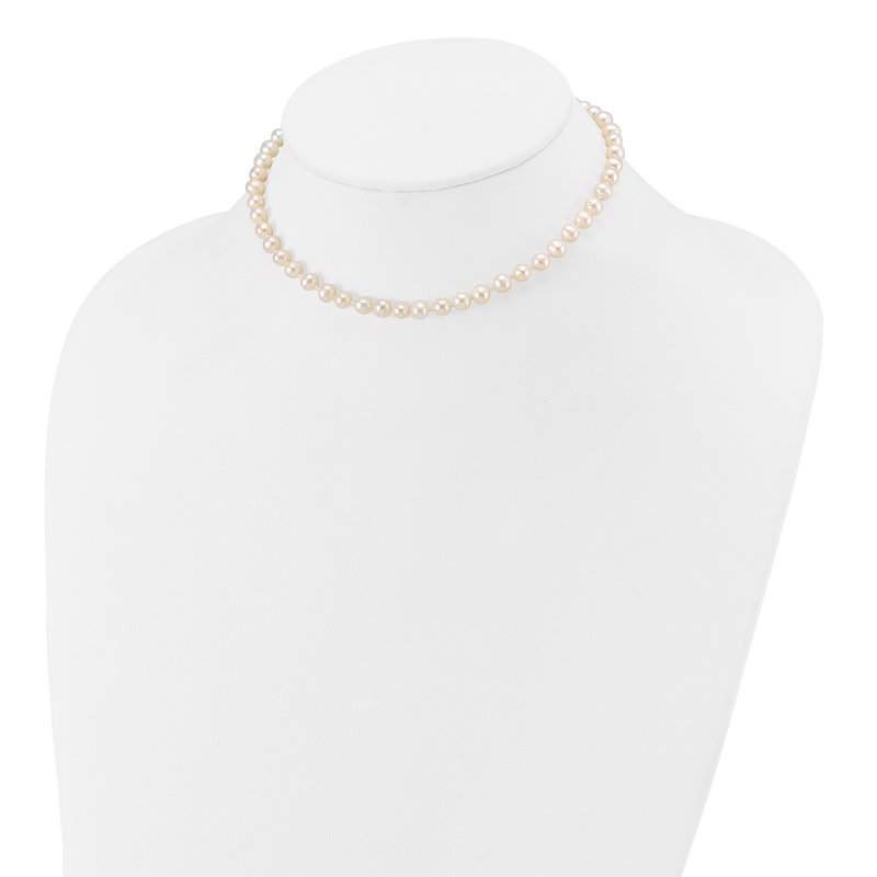 14k 5-6mm White Semi-Round Freshwater Cultured Pearl 12 inch Necklace