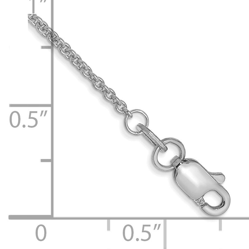 14K White Gold 10 inch 1.4mm Round Open Link Cable with Lobster Clasp Anklet