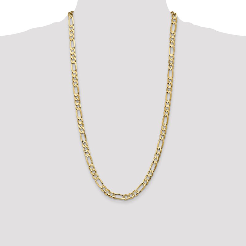 14K 26 inch 6.75mm Concave Open Figaro with Lobster Clasp Chain