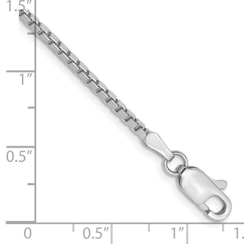 14K White Gold 26 inch 1.9mm Box with Lobster Clasp Chain
