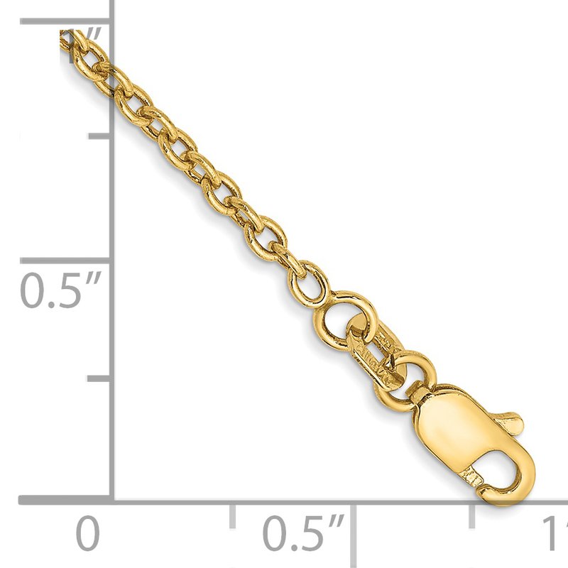 14K 10 inch 1.8mm Forzantine Cable with Lobster Clasp Anklet