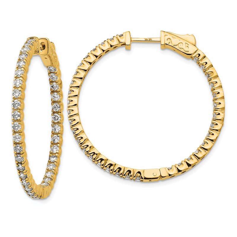 14K Yellow Gold 2 carat Lab Grown Diamond VS+ F+ Complet In and Out Hoop Earrings
