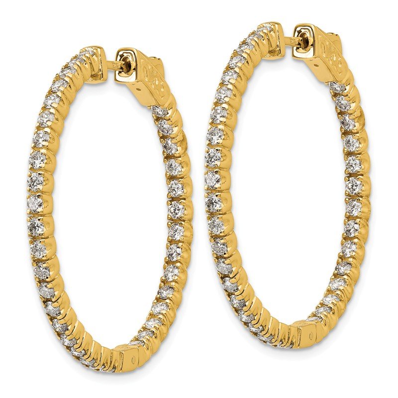 14K Yellow Gold 2 carat Lab Grown Diamond VS+ F+ Complet In and Out Hoop Earrings