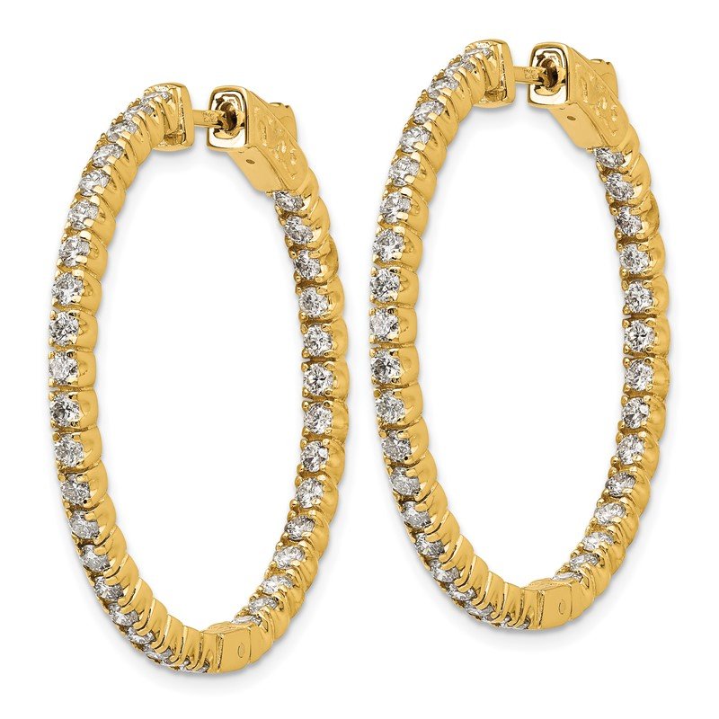 14K Yellow Gold 2 carat Lab Grown Diamond VS+ F+ Complet In and Out Hoop Earrings