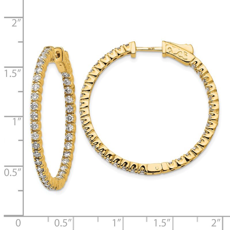 14K Yellow Gold 2 carat Lab Grown Diamond VS+ F+ Complet In and Out Hoop Earrings