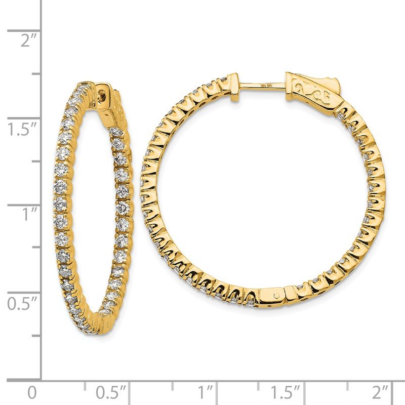 14K Yellow Gold 2 carat Lab Grown Diamond VS+ F+ Complet In and Out Hoop Earrings