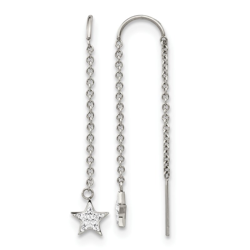 Stainless Steel Polished with Preciosa Crystal Star Threader Earrings